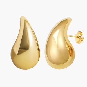 Gold Droplet Earrings for Pierced Ears